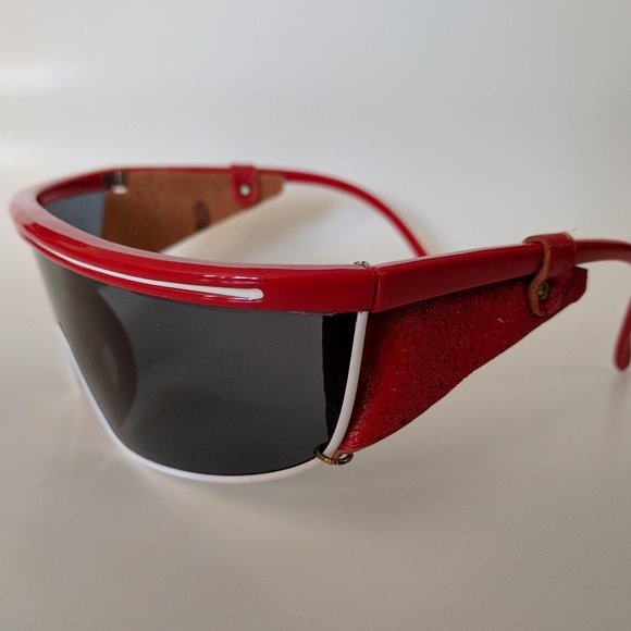 NWOT True Vintage Funky Wrap Sunglasses w/side leather multi-color frame main image 3